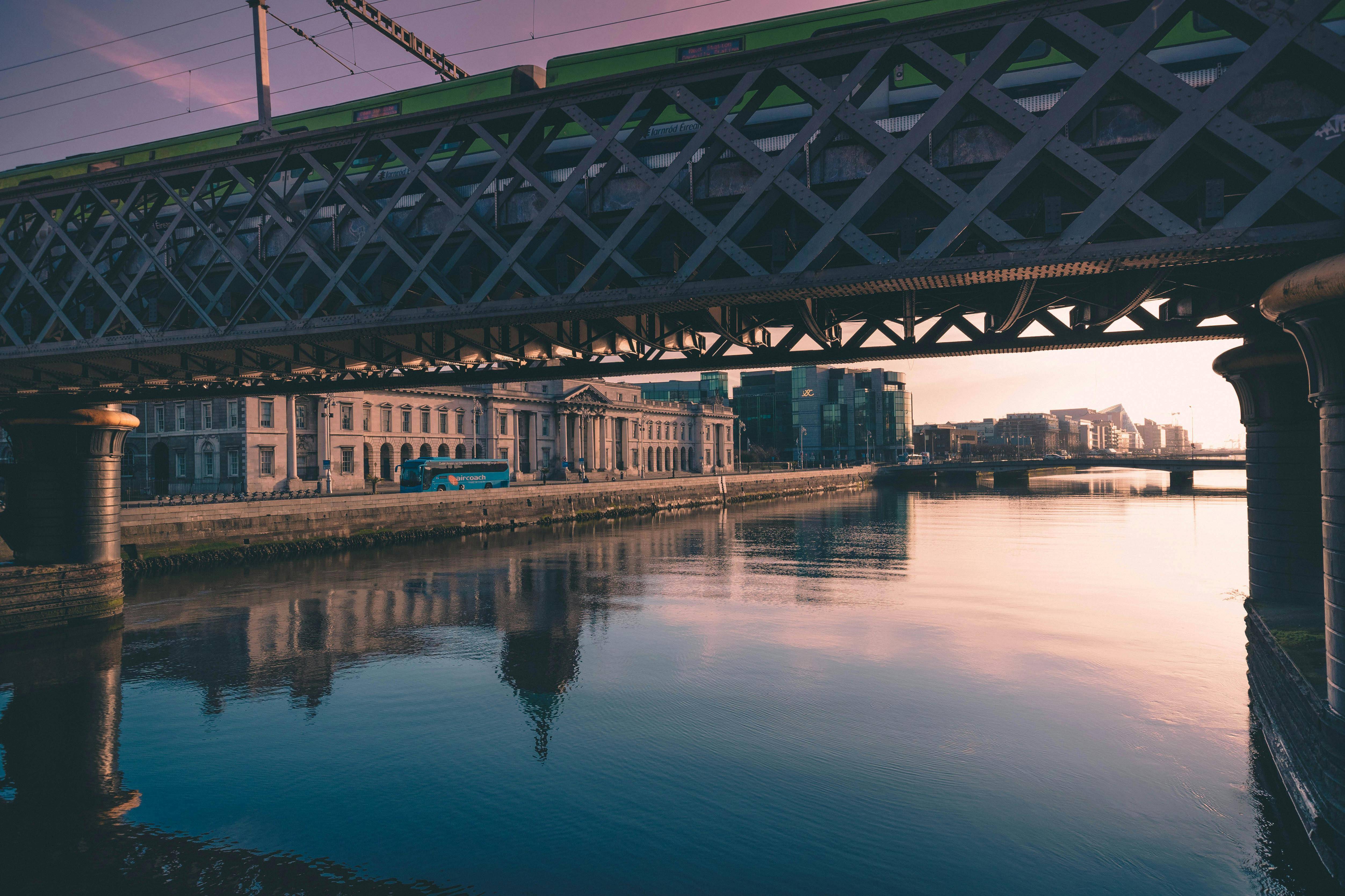 Grey metal bridge in Dublin, Ireland